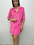 Жіночий халат велюр на х/б основі на гудзику колір рожевий, фото 4