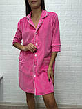 Велюрова нічна сорочка на гудзиках у насичено рожевому кольорі, фото 5