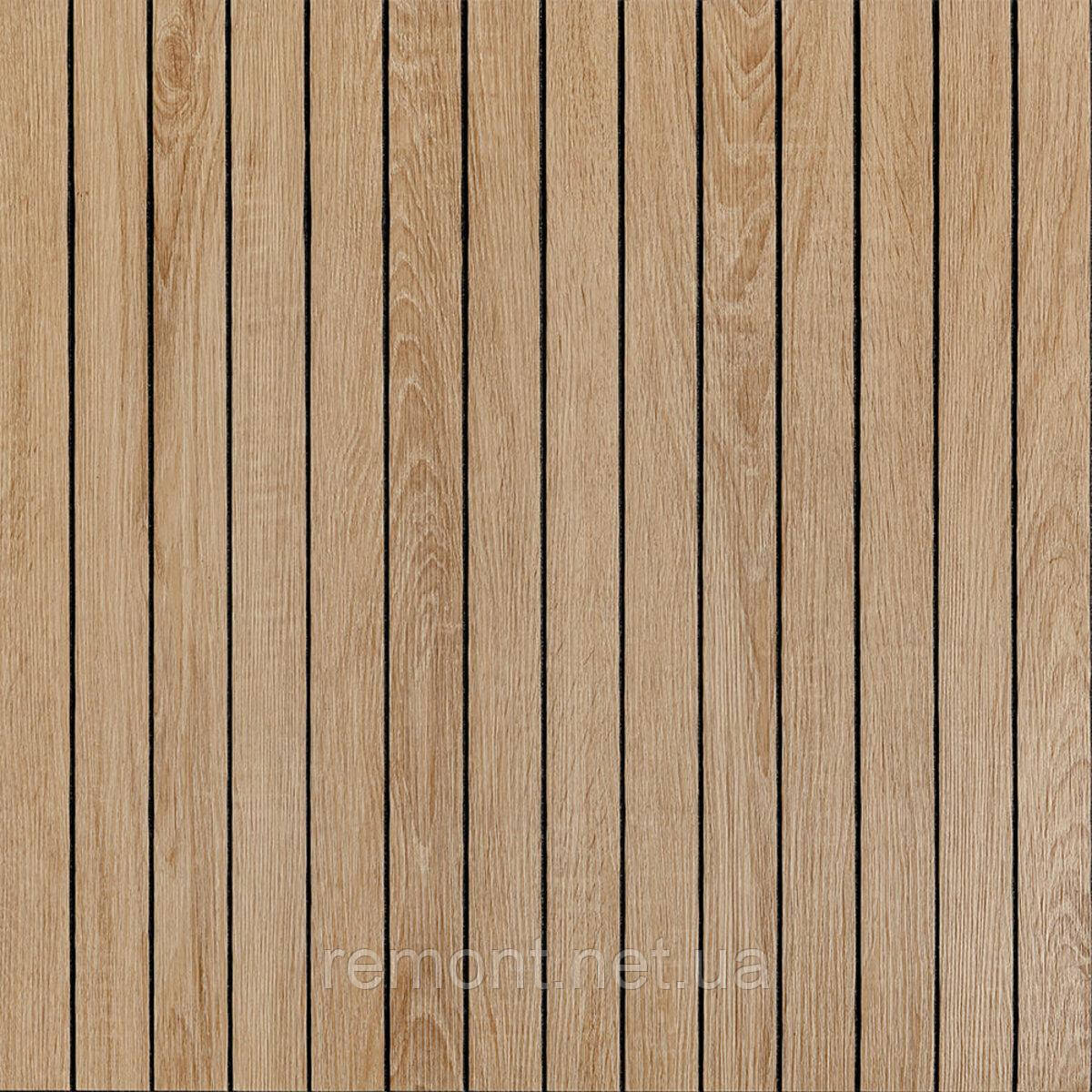 Покриття вінілове самоклеюче 3D рейки 600х600х2,8мм Світлий мигдаль SW-00002204, фото 1