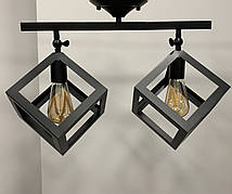 Чорна стельова люстра на 2 пірамідки (56-XPR160F-2 BK)