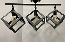 Чорна стельова люстра на 3 пірамідки (56-XPR160F-3 BK)