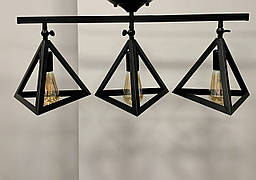 Чорна стельова люстра на 3 пірамідки (56-XPR220F-3 BK)