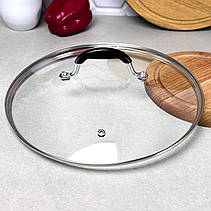 Скляна кришка 24 см для кухонного посуду з ручкою, що не нагрівається Ardesto Black Mars, фото 5