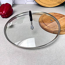 Скляна кришка 24 см для кухонного посуду з ручкою, що не нагрівається Ardesto Black Mars, фото 2