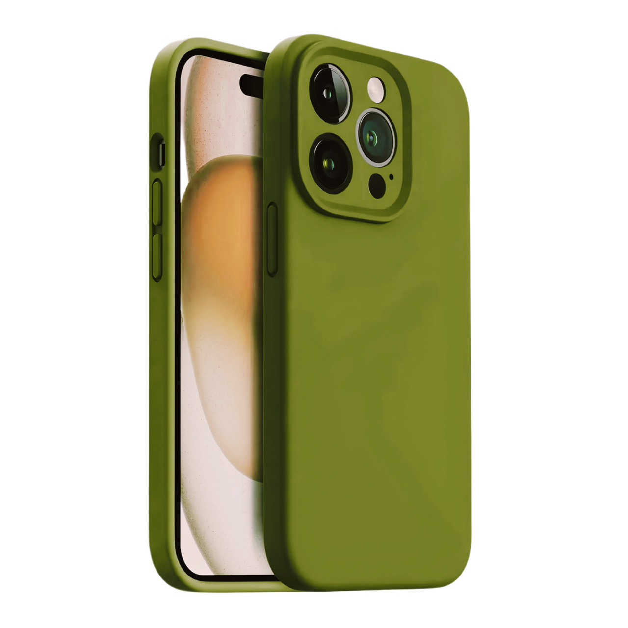 Силіконовий софт тач чохол із мікрофіброю Pierre для iPhone 15 Pro зелений, фото 1