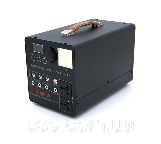 Портативний PowerBank 500 Вт, W, 40000 mAh, LiFePO4 акумулятор, 2 розетки, станція для дому
