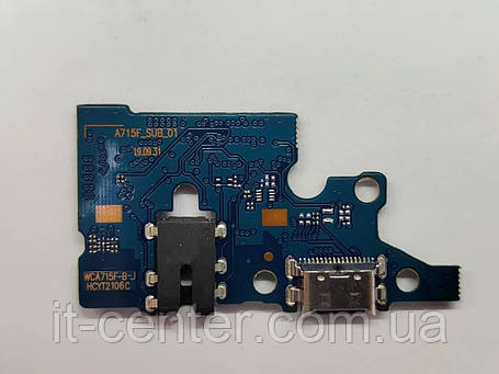 Шлейф (Flat cable) Samsung A715 Galaxy A71 з роз'ємом зарядки, навушників, з мікрофоном, фото 1