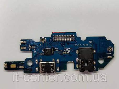 Шлейф (Flat cable) Samsung A105F Galaxy A10 2019 з роз'ємом зарядки, з мікрофоном ОРИГІНАЛ, фото 2