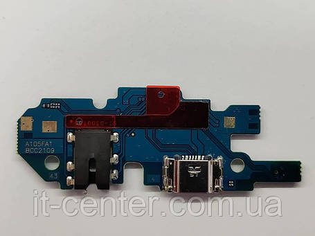 Шлейф (Flat cable) Samsung A105F Galaxy A10 2019 з роз'ємом зарядки, з мікрофоном ОРИГІНАЛ, фото 1