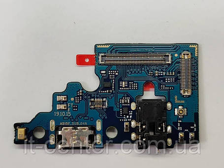 Шлейф (Flat cable) Samsung A515F Galaxy A51 з роз'ємом зарядки, навушників, з мікрофоном, фото 2