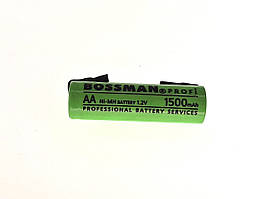 Промисловий акумулятор Bossman Ni-MH HR6/AA 1.2V 1500mAh, з пелюстками для пайки