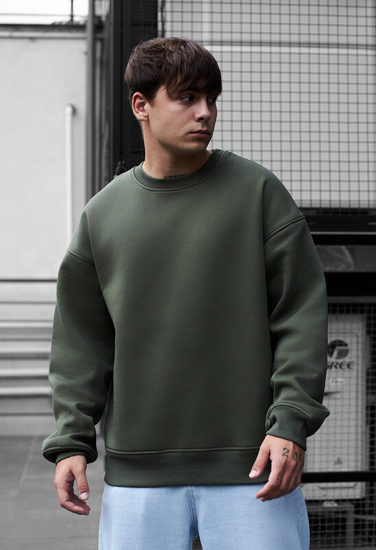 Базовий чоловічий світшот Staff khaki oversize fleece, фото 1