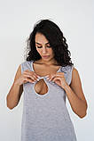 Нічна сорочка на бретелях для вагітних та годуючих для пологів та після з секретом годування сіра 42 XS, фото 5