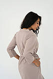 Халат для вагітних та годуючих бавовняний із широким поясом колір капучино, фото 5