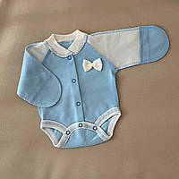 Боді з.р. "Бантік" Однотон Молочний/блакитний Інтерлок арт.27684889  Зріст 32-24(р)