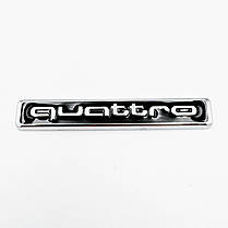 Емблема (шильдик, наклейка, логотип) AUDI (Ауді) Quattro (6.7 x1cm) Чорний, фото 2