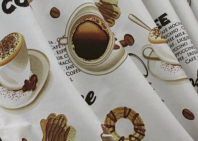 Шторна тканина, з різнокольоровим принтом "Coffee-House". Колір різнокольоровий. Код 1497ш