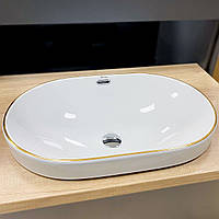 Умивальник (раковина) VBI GAETA WHITE GOLD EDGE врізний