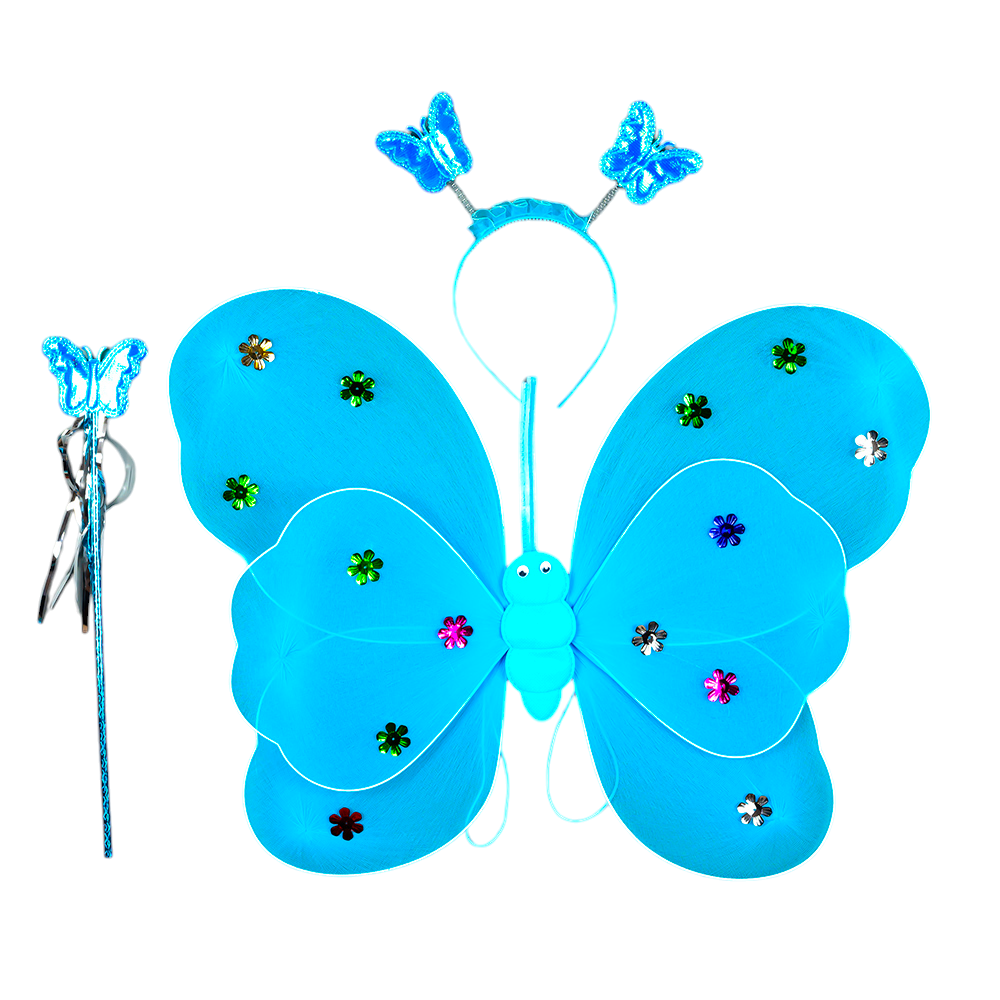 Набір подвійні карнавальні крила Феї Метелики блакитні, 45х40 см