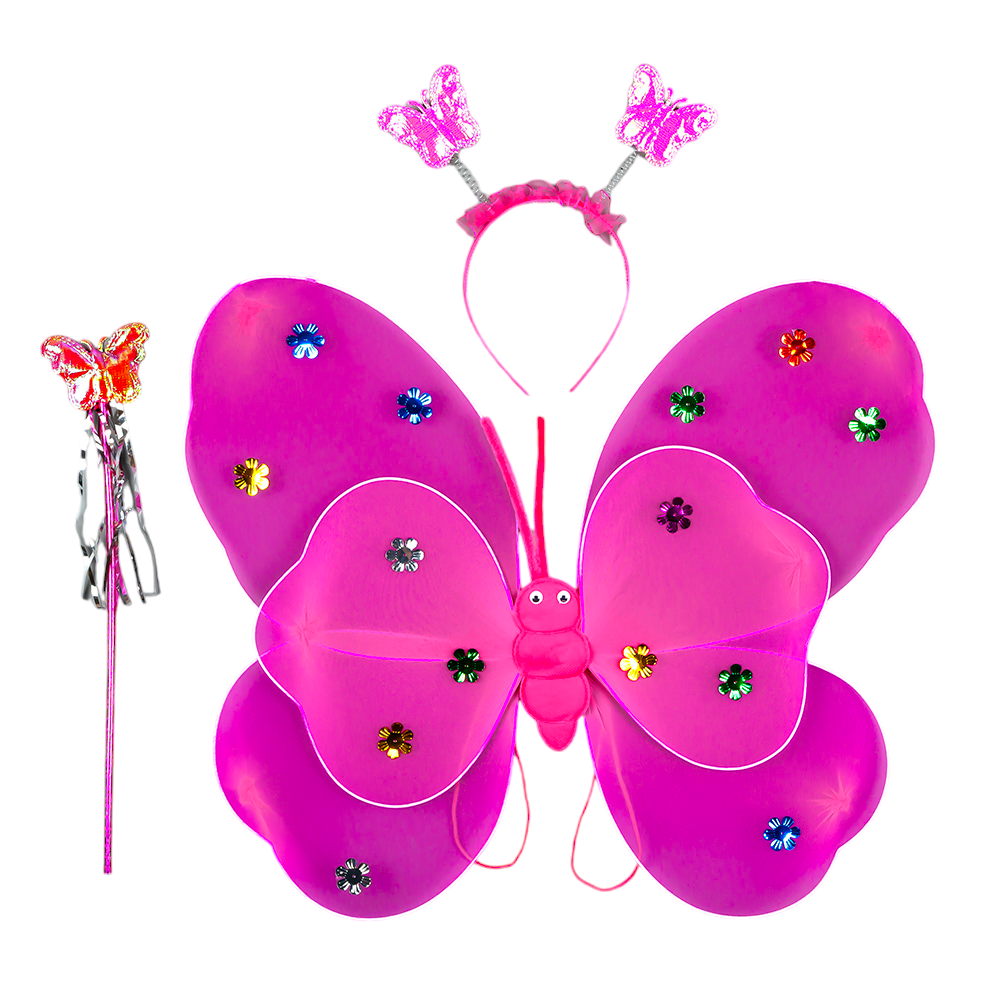 Набір подвійні карнавальні крила Феї Метелики малинові, 45х40 см
