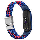 Ремінець Braided Nylon Strap для Xiaomi Mi Band 3 / 4 / 5 / 6 / 7 Blue Red, фото 4