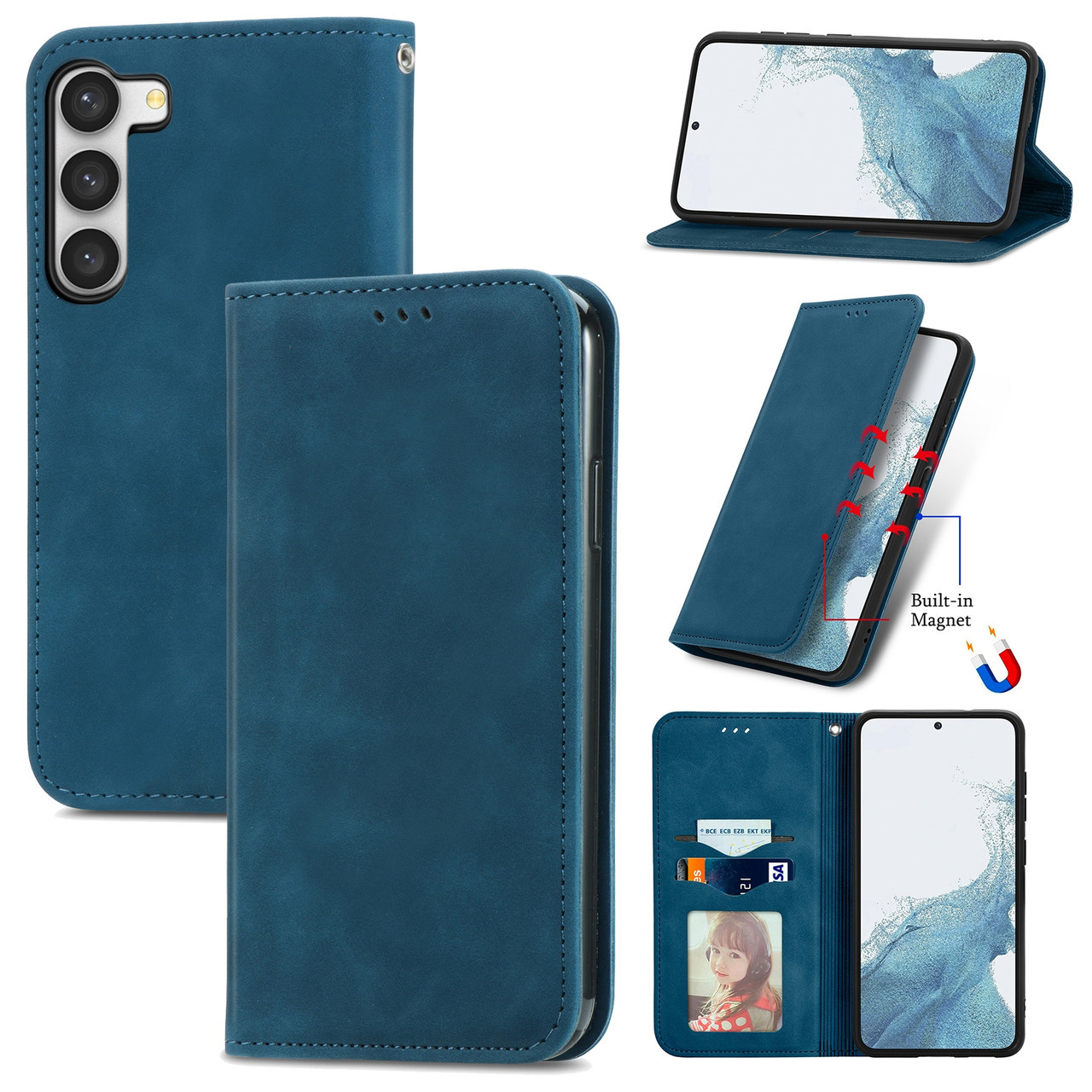 Чохол-книжка Skin Feel Leather Wallet для Samsung Galaxy S23 Plus Blue