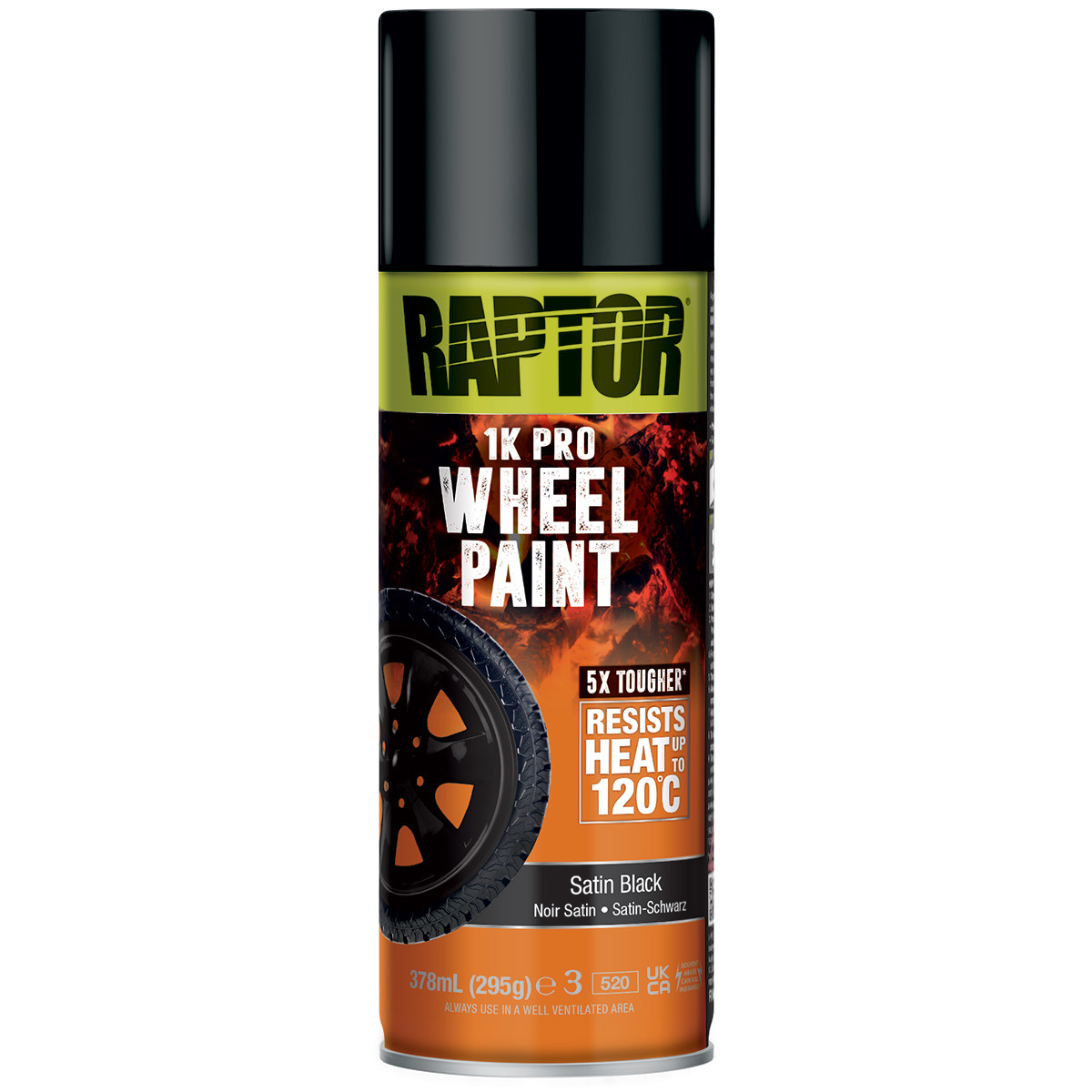 Покриття підвищеної міцності (фарба) для дисків RAPTOR Wheel Paint, 378 мл Аерозоль Чорний Напівмат
