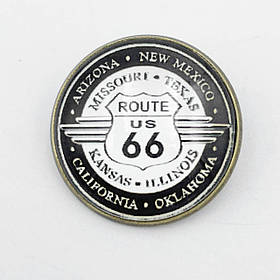 Значек шпилька ROUTE 66 - Метал Срібло Скло