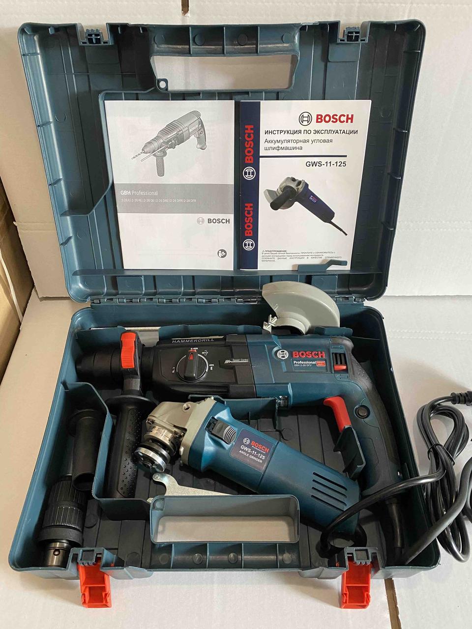 Перфоратор Bosch GBH 2-26 DRE та мережева болгарка Bosch GWS 850 CE набір 2в1 у кейсі, фото 1