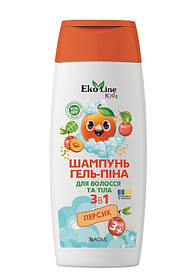 Шампунь,гель та піна 3 в1  ACME "EkoLine"  KIDS Персик 250 мл (4823115503558)