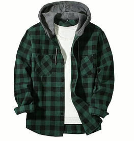 Чоловіча сорочка в клітинку з капюшоном