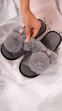 Жіночі сірі капці зі штучного хутра Тп166