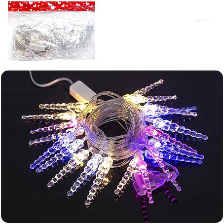 Гірлянда електрична LED 20шт. 4м. Бурульки об'ємні мультиколір D-23, фото 1