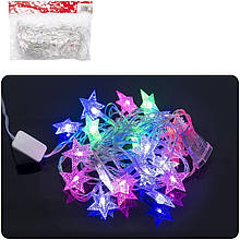 Гірлянда електрична LED 20шт. 4м. Зірки об'ємні мультиколір D-21