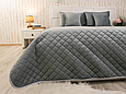 Покривало стьобане двоспальне 220х240 велюрові, якісне стьобане покривало добре стильне Сірий, фото 2