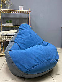 Крісло - мішок SkyPuff груша , M - 100х75 Allure Denim+Allure Dolphin