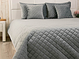 Покривало стьобане двоспальне 220х240 велюрові, якісне стьобане покривало добре стильне Сірий, фото 5