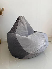 Крісло - мішок SkyPuff груша , M - 100х75 Florida Silver+Florida Dark Grey
