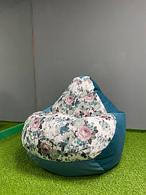 Крісло - мішок SkyPuff груша , M - 100х75 Katania 1+Florida Ocean