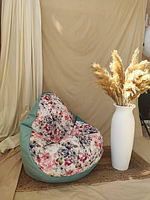 Крісло - мішок SkyPuff груша , M - 100х75 Katania 5+Florida Aqua