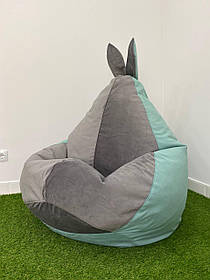 Крісло - мішок SkyPuff груша Зайчик , XXL - 140х100 Florida Aqua+Florida Dark Silver