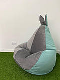 Крісло - мішок SkyPuff груша Зайчик , XXL - 140х100 Florida Aqua+Florida Dark Silver, фото 7