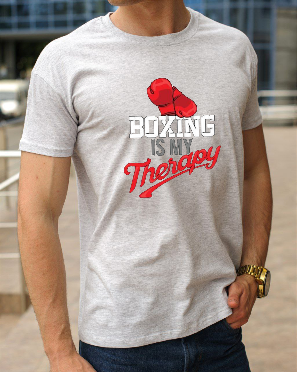 Футболка бавовняна для боксу та єдиноборств, футболка Бокс-моя терапія,одяг боксерською тематикою розмір S, фото 1