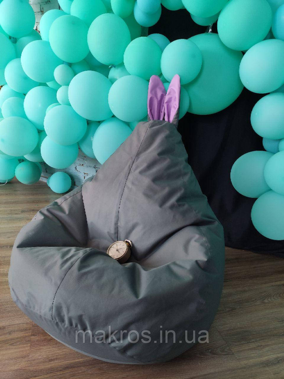 Крісло-мішок SkyPuff Зайчик Груша , MEGA XXXL - 160х120 Оксфорд 600D.PU.WR 171 Сереневий