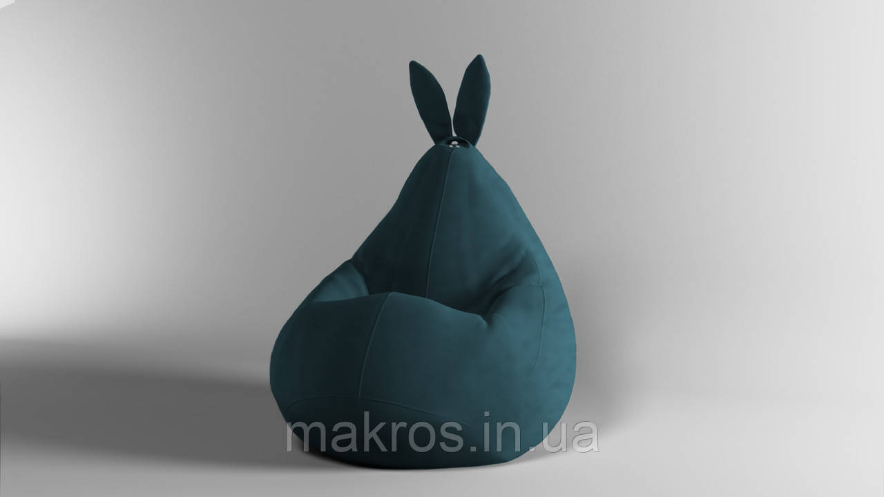 Крісло-мішок SkyPuff Зайчик груша , MEGA XXXL - 160х120 Велюр Allure Aqua
