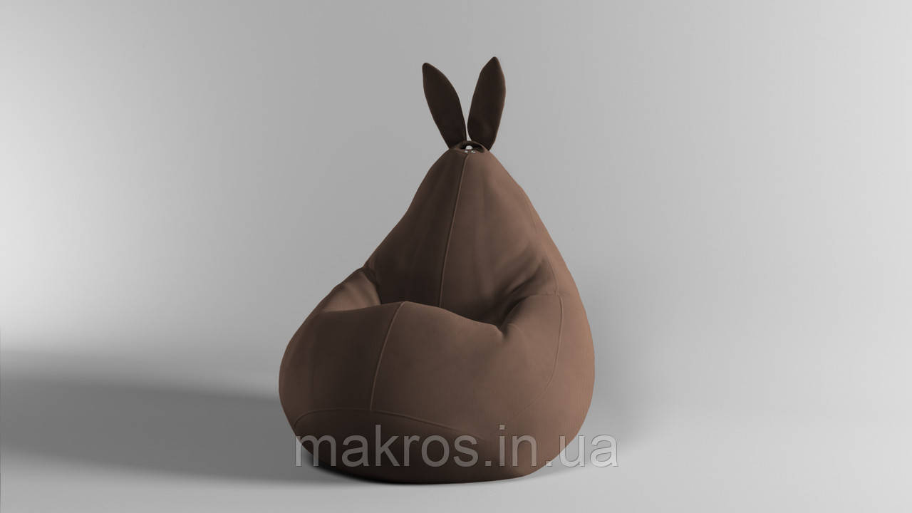 Крісло-мішок SkyPuff Зайчик груша , L - 120х90 Велюр Energy Cocoa