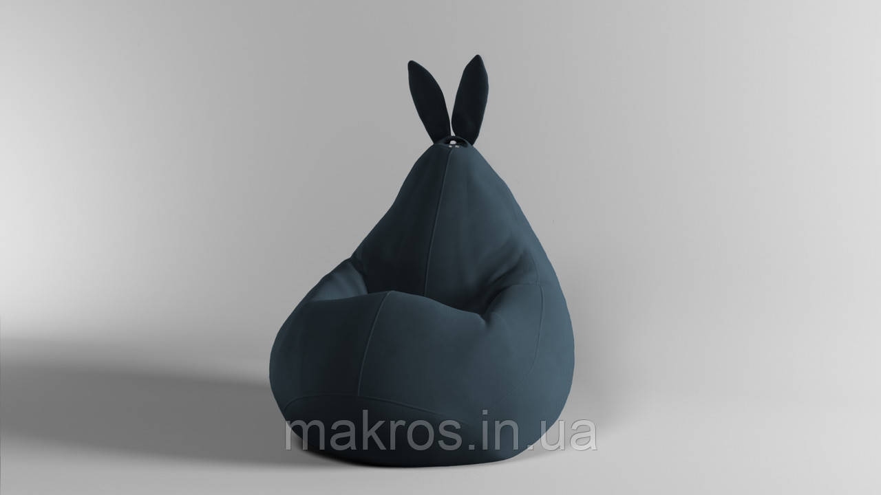 Крісло-мішок SkyPuff Зайчик груша , L - 120х90 Велюр Energy Deep aqua