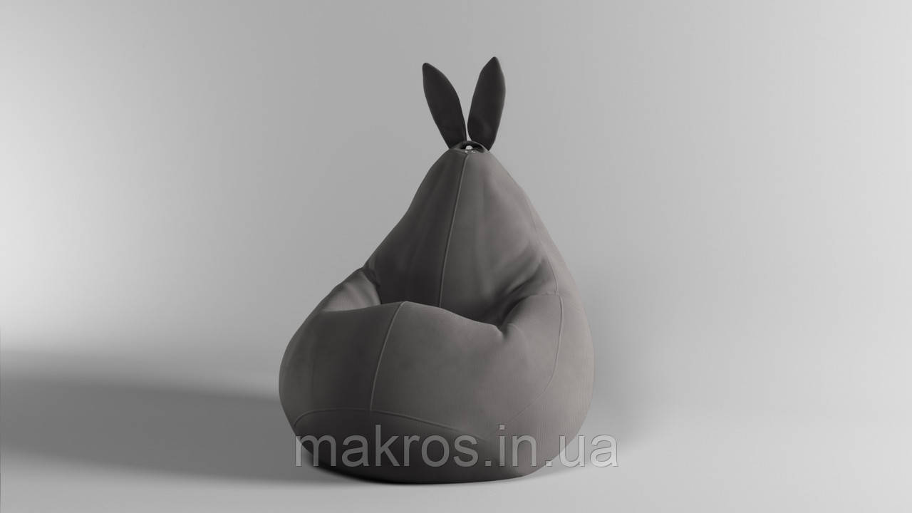 Крісло-мішок SkyPuff Зайчик груша , L - 120х90 Велюр Energy Grey