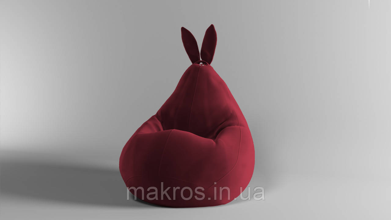 Крісло-мішок SkyPuff Зайчик груша , MEGA XXXL - 160х120 Велюр Florida Burgundy