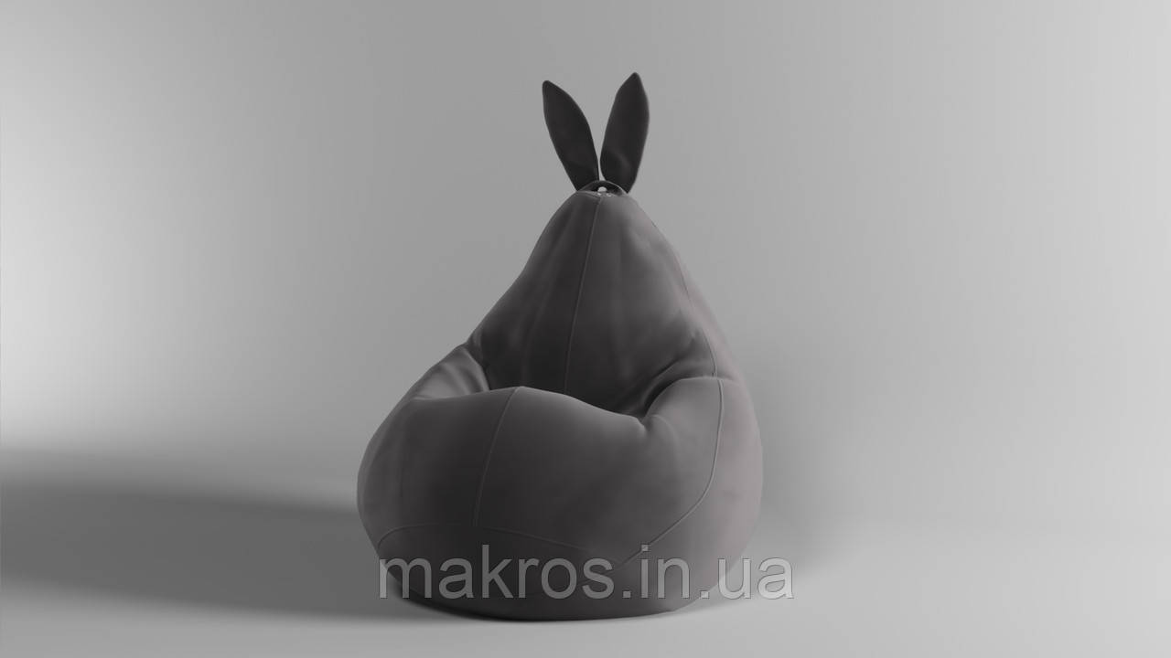 Крісло-мішок SkyPuff Зайчик груша , MEGA XXXL - 160х120 Велюр Florida Dark Gray